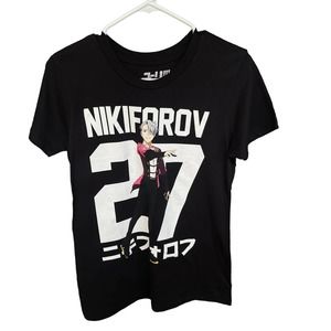 Hot Topic Shirt Womens Medium‎ Black Yuri on Ice Nikiforov #27